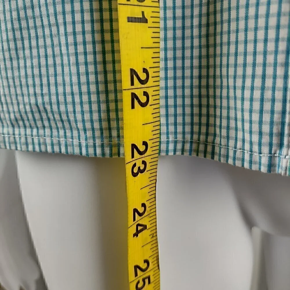 Ann Taylor 100% Cotton Blue White Checkered Short Sleeve Button Down Shirt Sz S - Picture 6 of 10